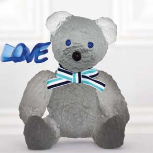 Daum Crystal Teddy Bears Love Figurines