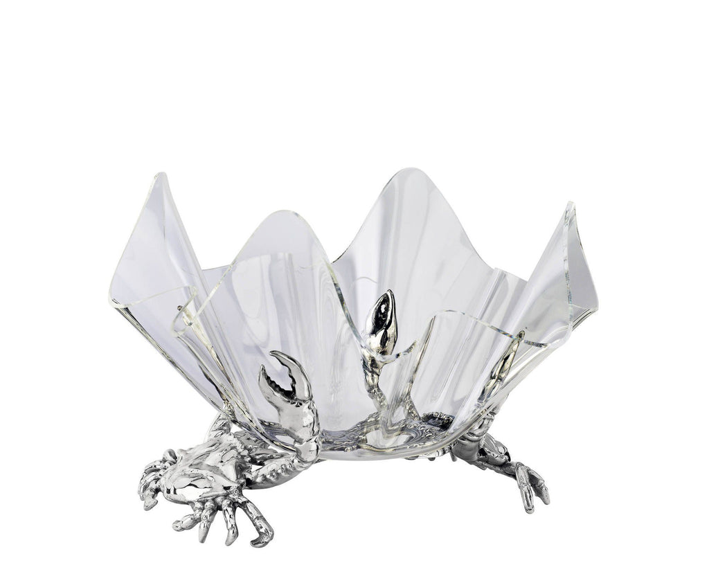Arthur Court Designs Aluminum Metal Crab Stand with 14" Acrylic Serving Bowl