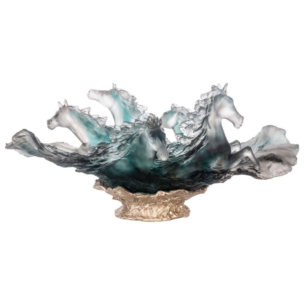 Daum Crystal Cavalcade Centrepiece Blue Grey 05592-3