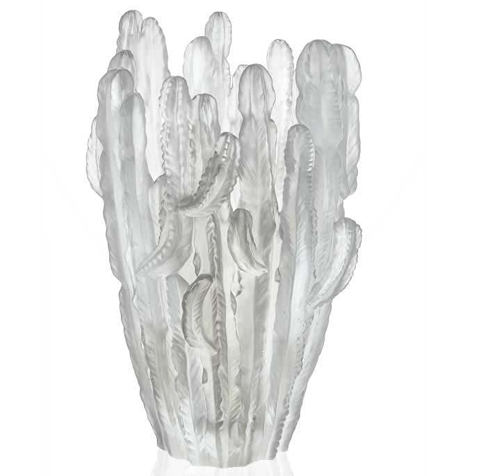 Daum Crystal Jardin De Cactus Vase Grey 05673-1