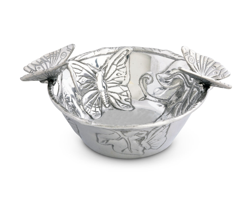 Arthur Court Designs Aluminum Metal Butterfly Nut / Candy / Snack Bowl Dish 6 Inch Diameter