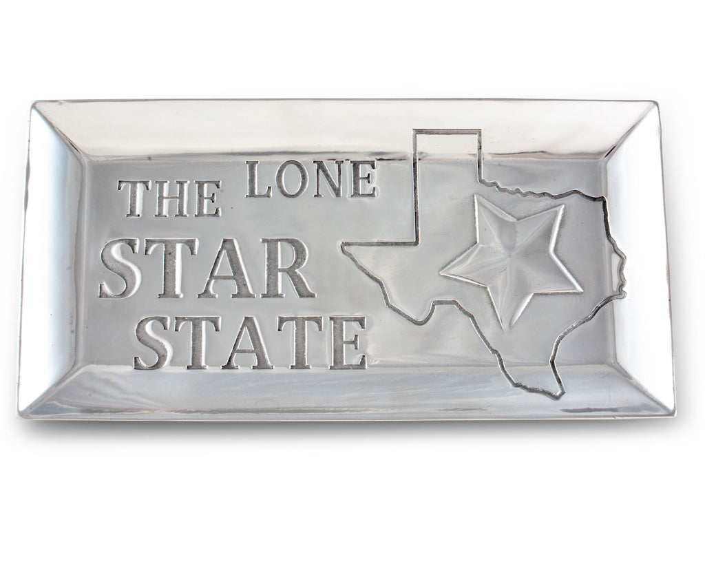 Arthur Court Designs Aluminum Texas Lone Star State Food Tray / Platter / Catch All 6 Inches x 12 Inches