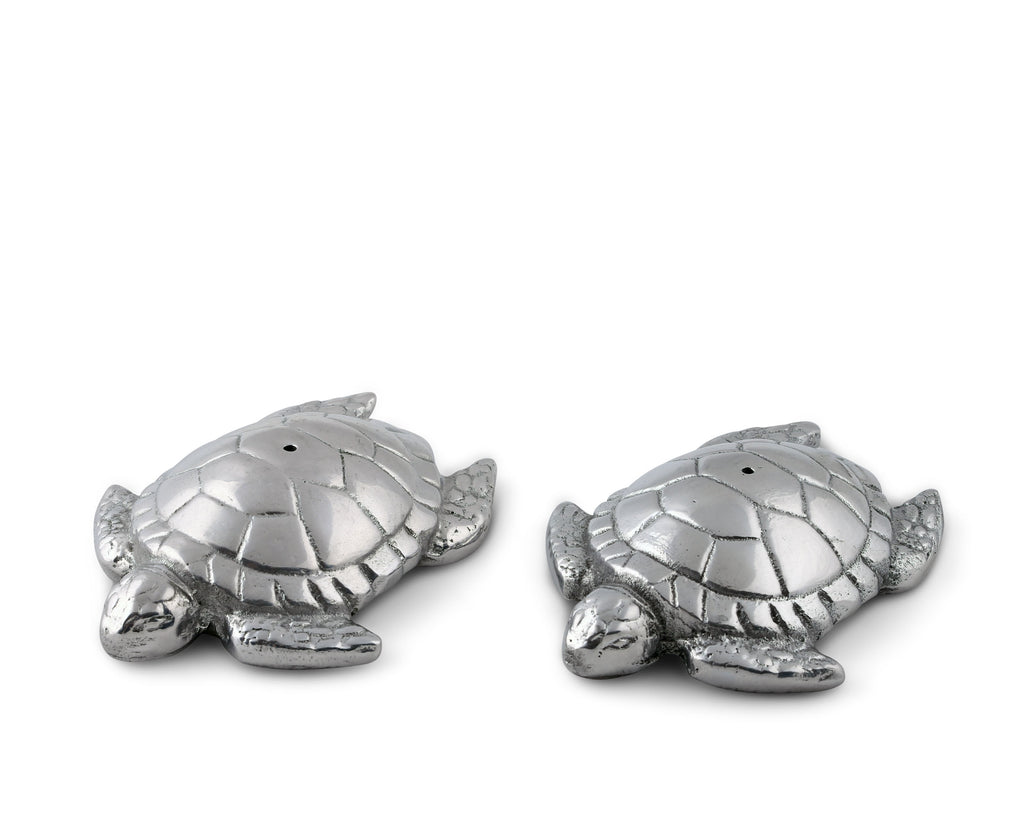 Arthur Court Designs Aluminum Sea Turtle 4" Salt and Pepper Set