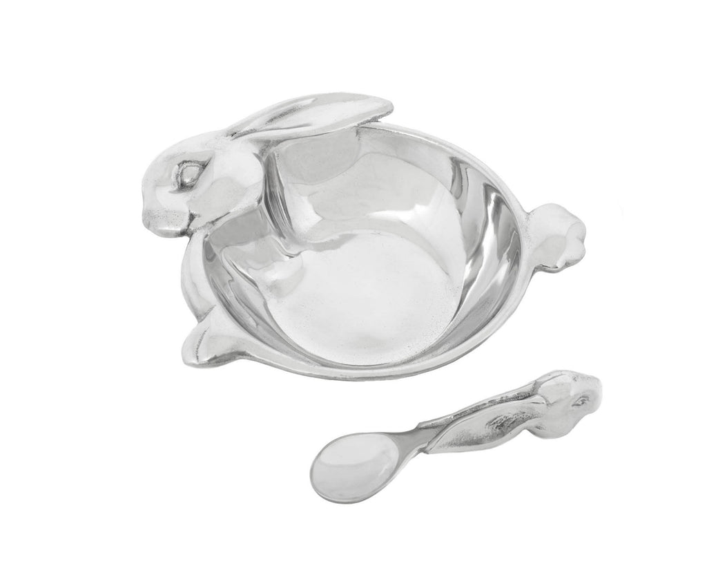 Arthur Court Designs Aluminum Bowl 5.25" Diameter Baby Bunny Keepsake Bowl Spoon