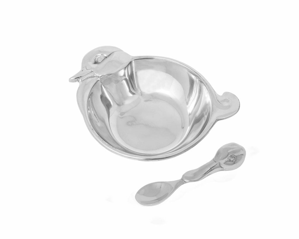 Arthur Court Designs Aluminum Bowl Baby Duck Keepsake Bowl & Spoon