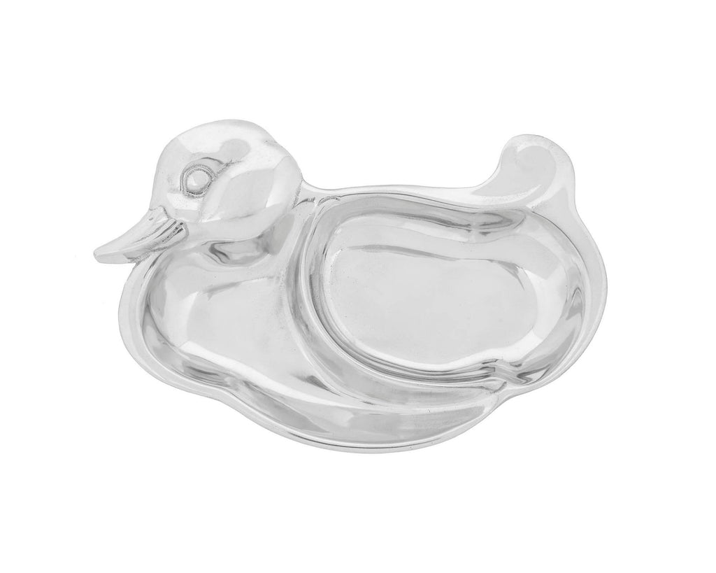 Arthur Court Designs Metal Baby Duck Keepsake Divided Plate Feeding Dish - Gift for New Birth 8.5"