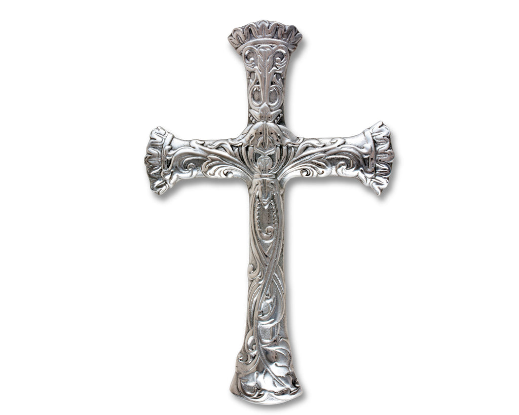 Arthur Court Designs Aluminum Wall Metal Hanging Christian Cross - Symbol of Faith - 14 Inches Tall