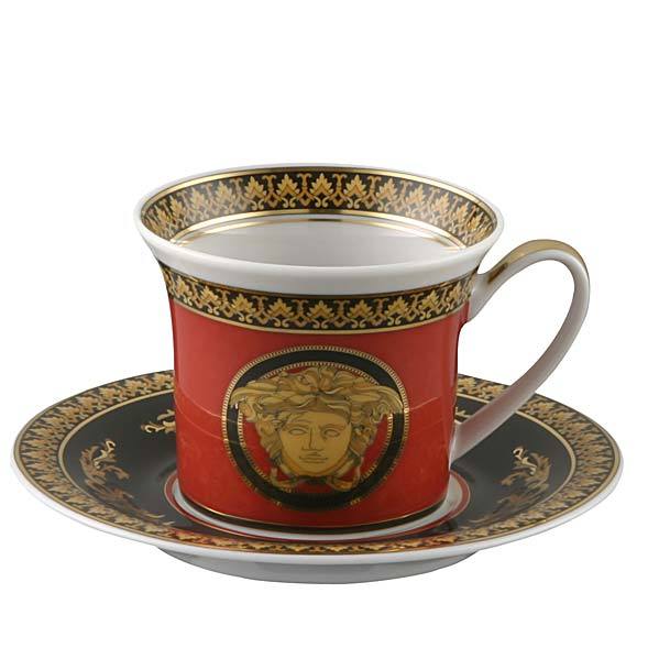 Versace Medusa Red AD Cup & Saucer Non Winged Handle 19315-409605-14715