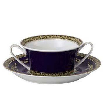 Versace Medusa Blue Cream Soup Cup & Saucer 19325-409620-10420