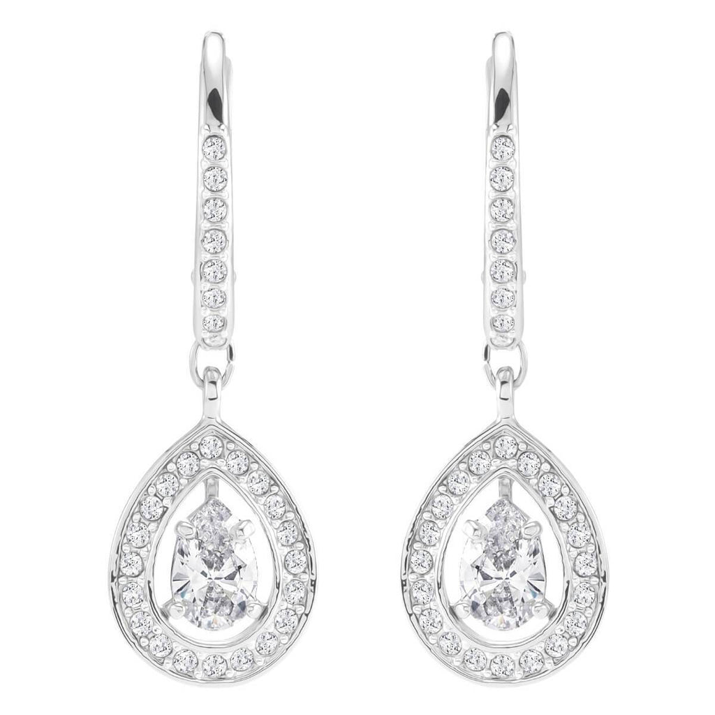 Swarovski Crystal Attract Pear Pierced Earrings White Rhodium Plating 5197458
