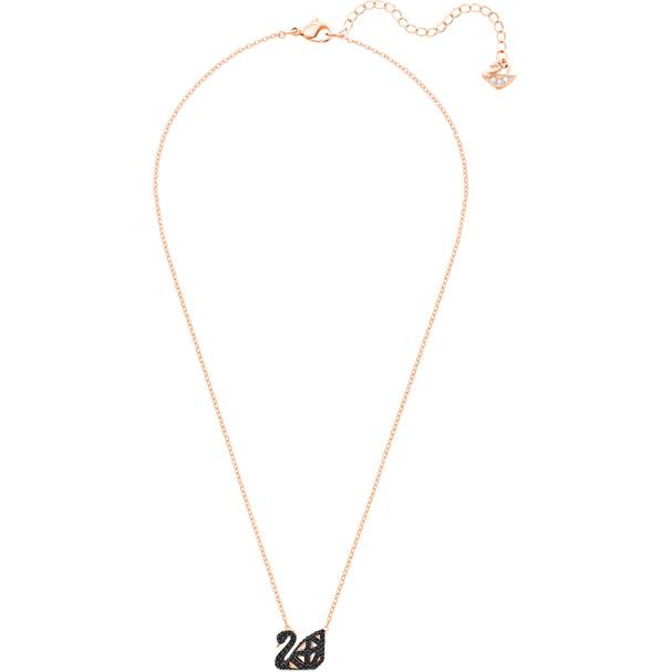 Facet Swan Necklace Black Mixed Plating 5281275