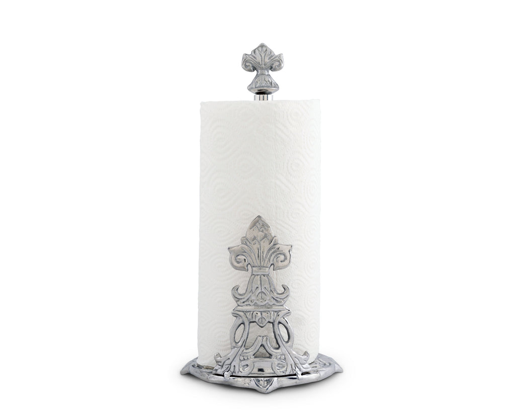 Arthur Court Designs Decorative Countertop Fleur-De-Lis French Paper Towel Holder - Aluminum Metal 13" Standing Tall on Countertop