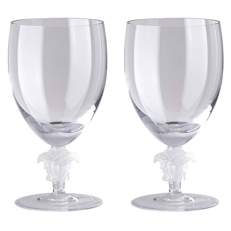 Versace Medusa Lumiere 2 Short Stem Clear Water Goblet Set Of Two 69129-110835-48814