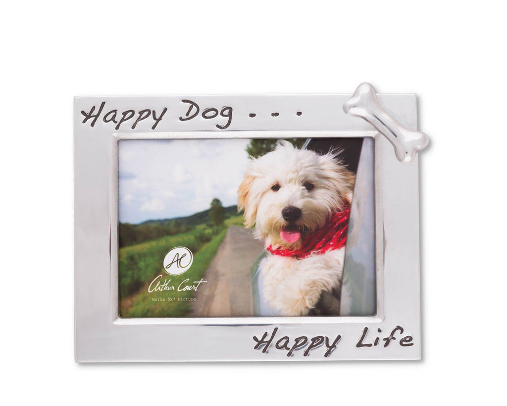 Arthur Court 'Happy Dog Happy Life' Bone Embellished 5" x 7" Photo / Picture Frame - Perfect gift for dog lover