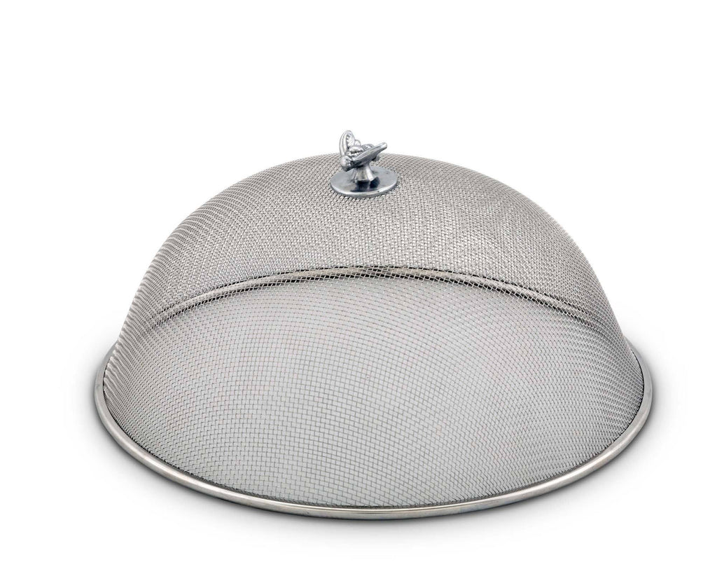 Arthur Court Stainless Steel Mesh Picnic Food Cover Protectors For Bugs, Parties Picnics, BBQs  / Cast Aluminum Bee Knob 5" Tall  x 10.5" Diameter