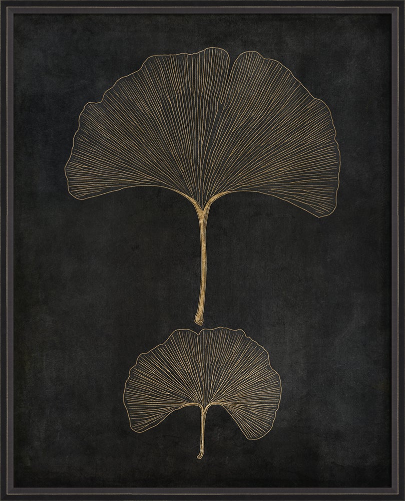 Spicher & Company BC Ginkgo Leaves gold on black lg 82766