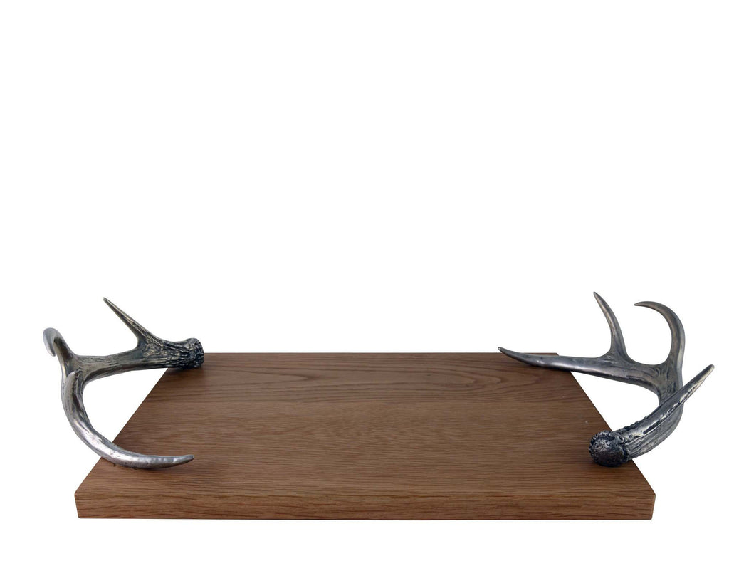 Vagabond House Lodge Style Cheese Tray With Pewter Antler Handles B227R