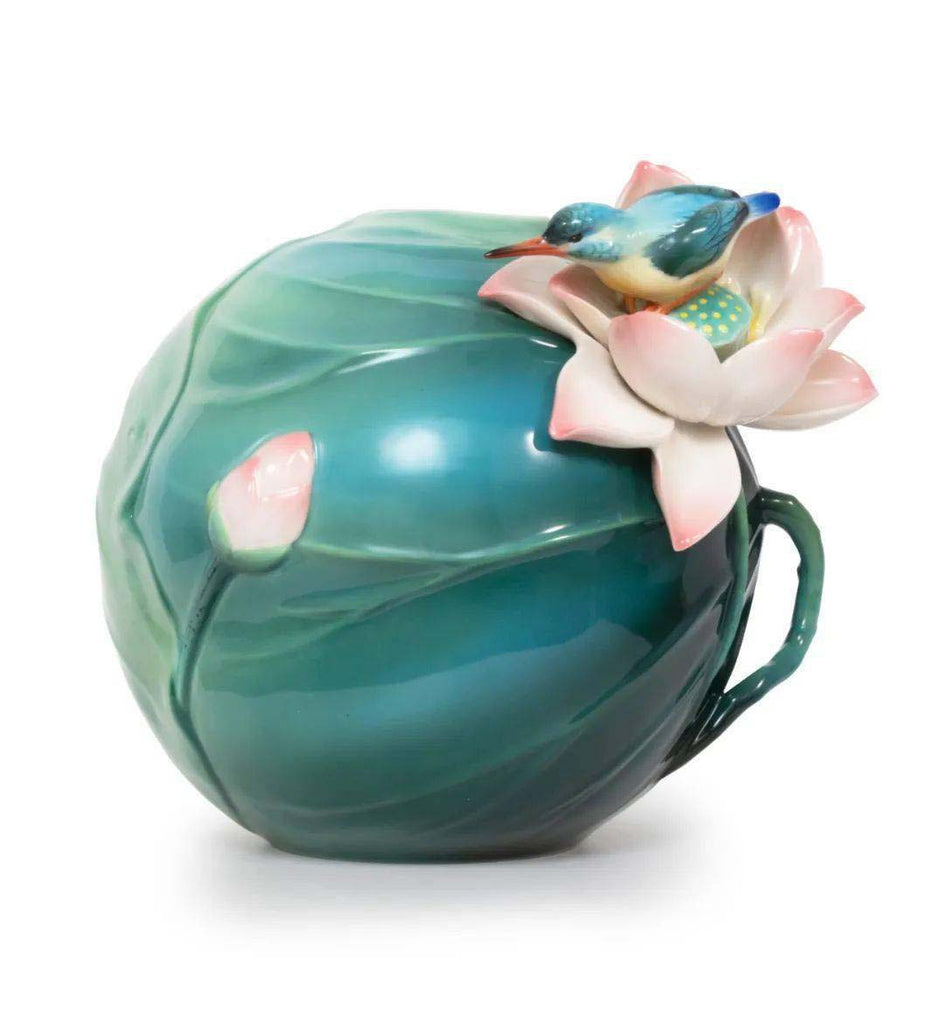 Franz Collection Abundant Blossom Lotus And Kingfisher Vase Fz03946