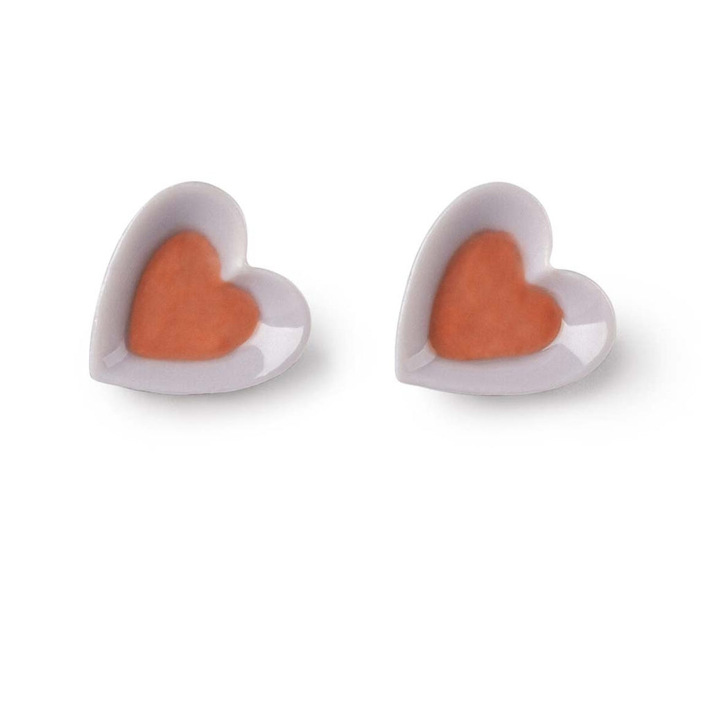 Lladro Hearts Stud Earrings Violet & Red 01010272