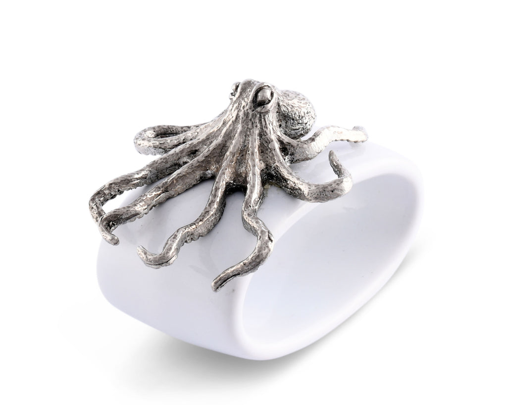 Vagabond House Sea and Shore Octopus Stoneware Napkin Ring O316O-1