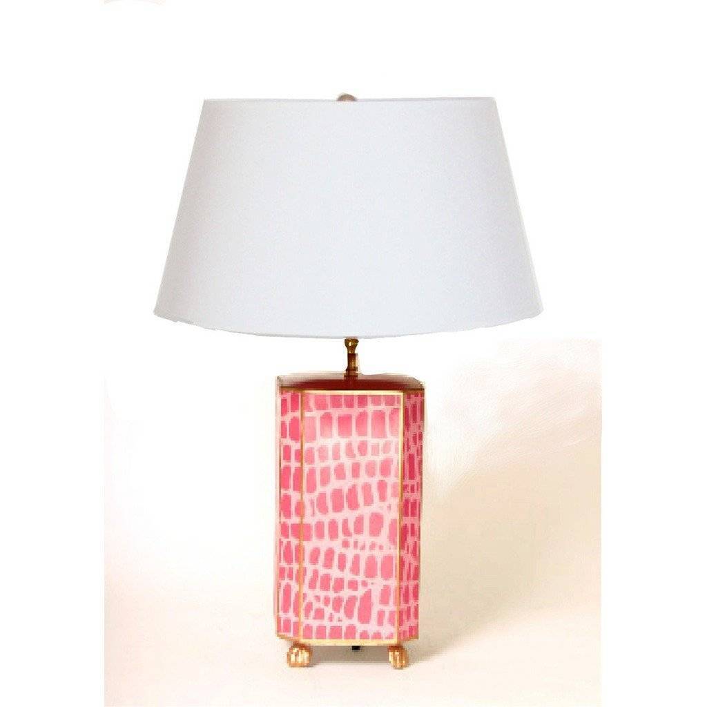 Dana Gibson Pink Croc Lamp with White or Black Shade