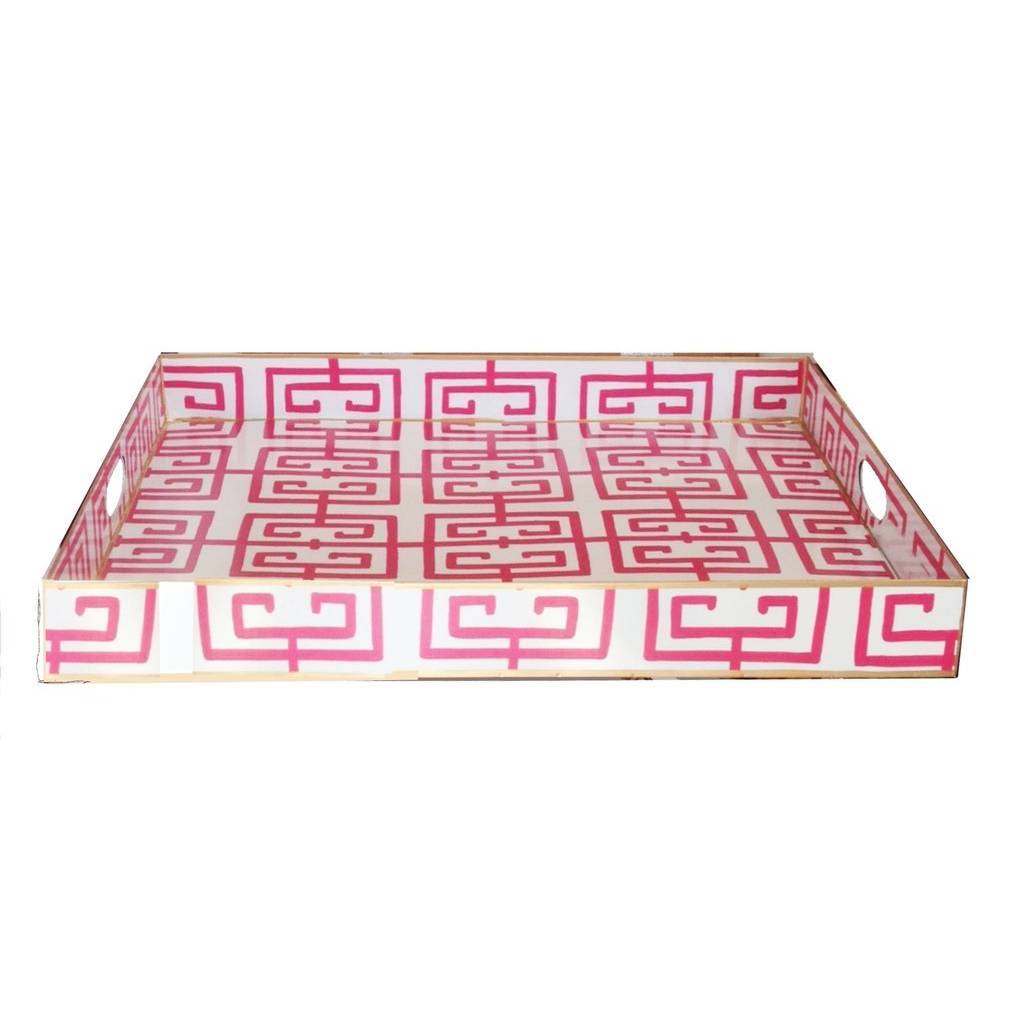 Dana Gibson Rectangle Serving Tray in Pink Fret