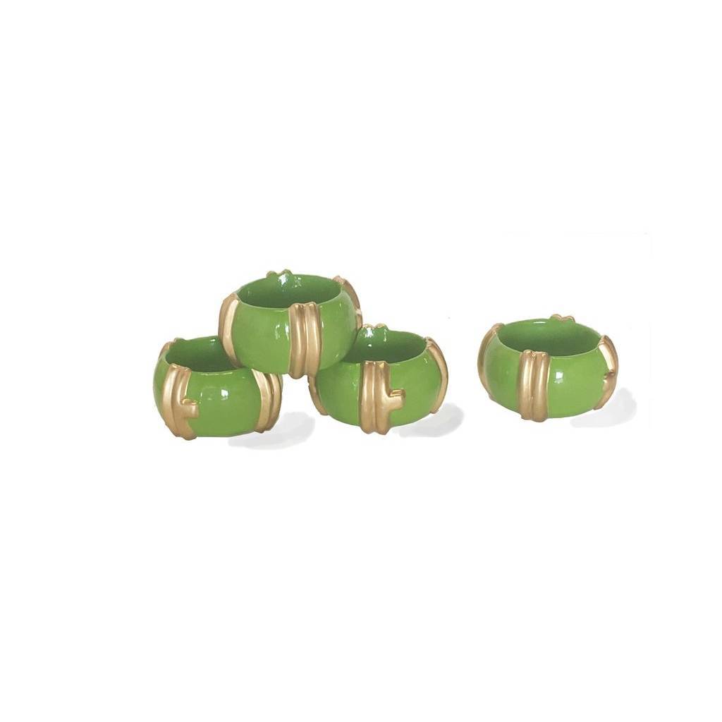 Dana Gibson Set of Four Bamboo Napkin Rings in Green