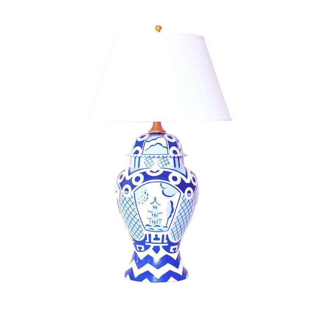 Dana Gibson Summer Palace Ginger Jar Lamp in Blue
