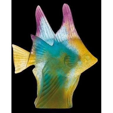 Daum Crystal Amber Green Fish Couple 02656