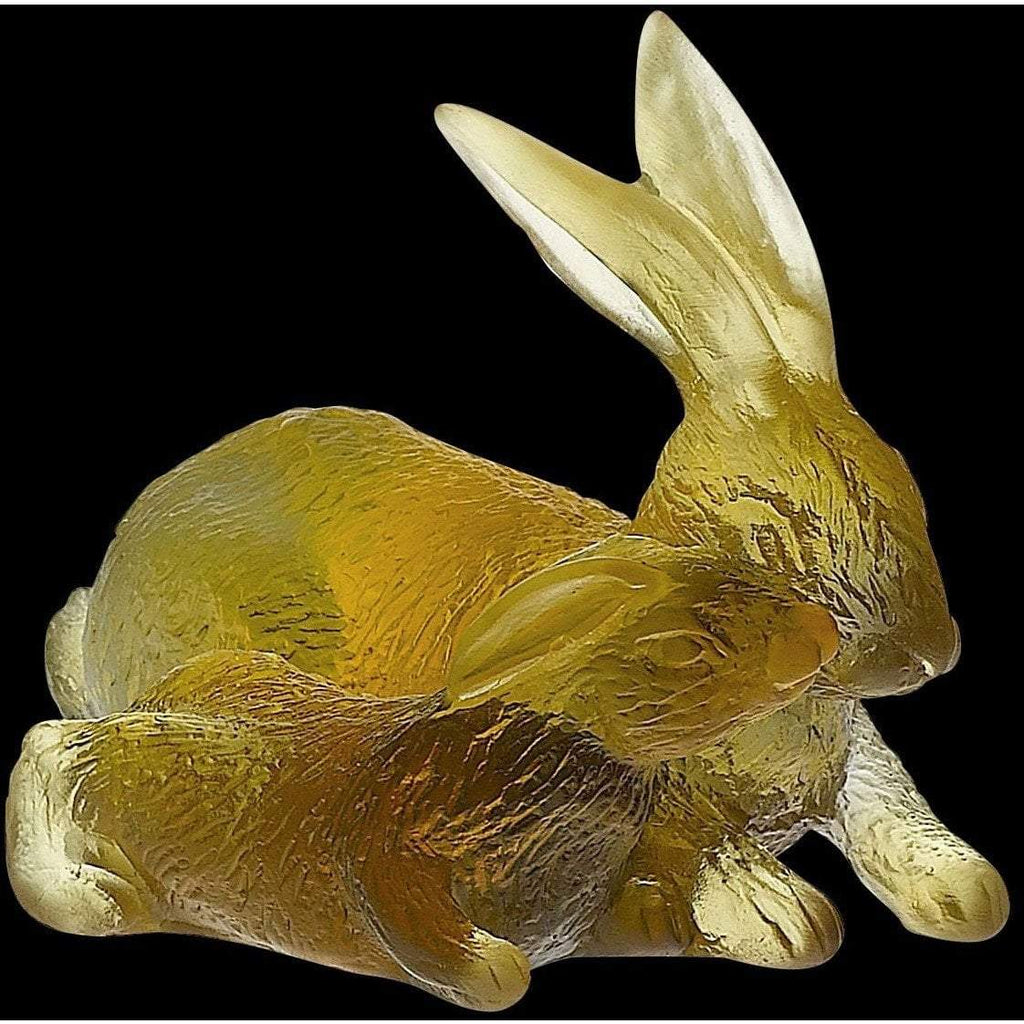 Daum Crystal Chinese Horoscope Rabbits Amber-Grey 05131
