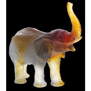 Daum Crystal Elephant Green Amber 03238-1