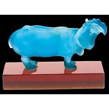 Daum Crystal Hippopotamus Turquoise 02459