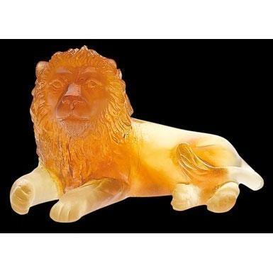 Daum Crystal Lion Amber 03318-1