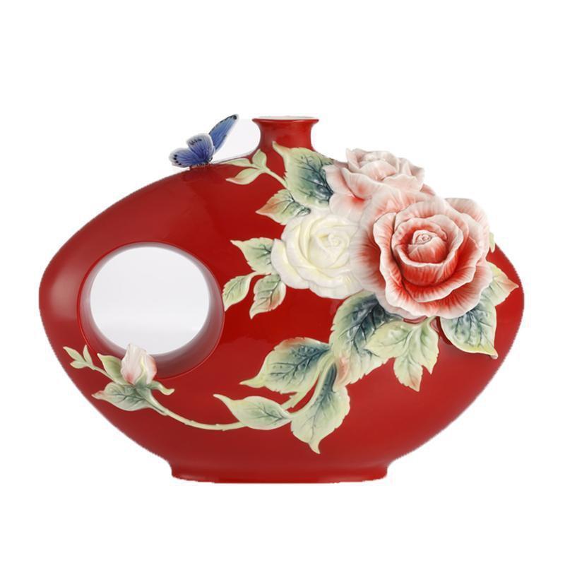 Franz Collection A Brave New Life Rose & Butterfly Round Vase FZ03030