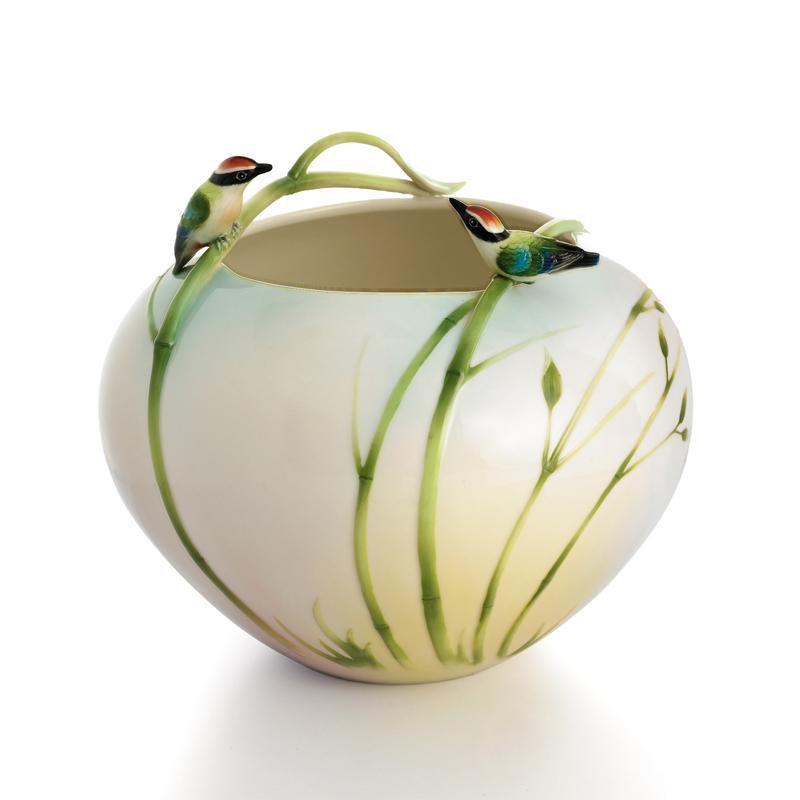 Franz Collection Bamboo Song Bird Round Vase FZ00574