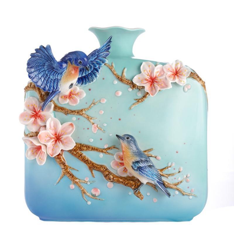 Franz Collection Bluebird & Cherry Blossom Vase FZ03092