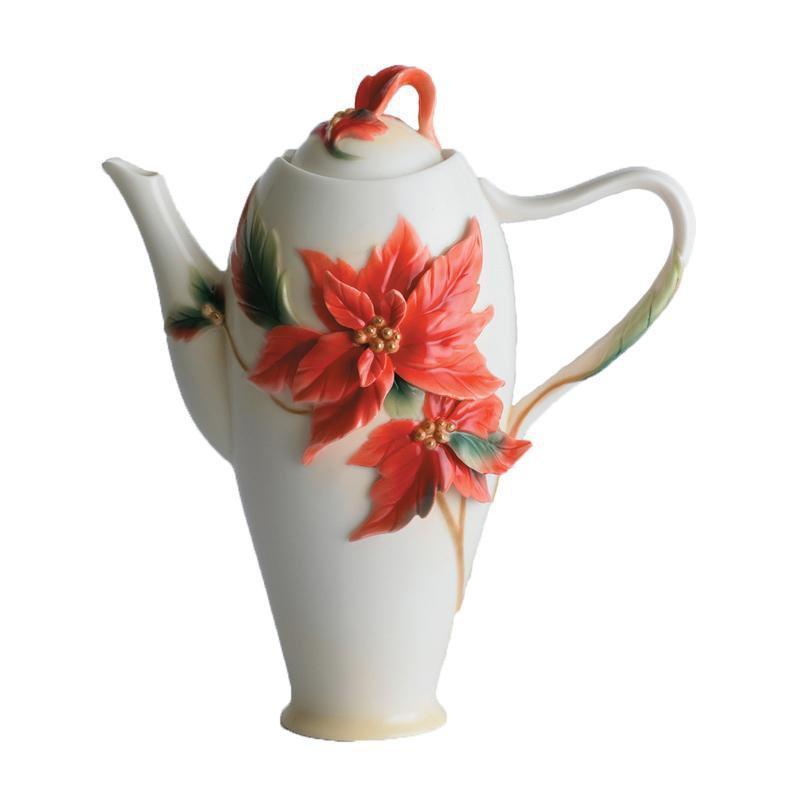 Franz Collection Holiday Classic Poinsettia Teapot FZ00893