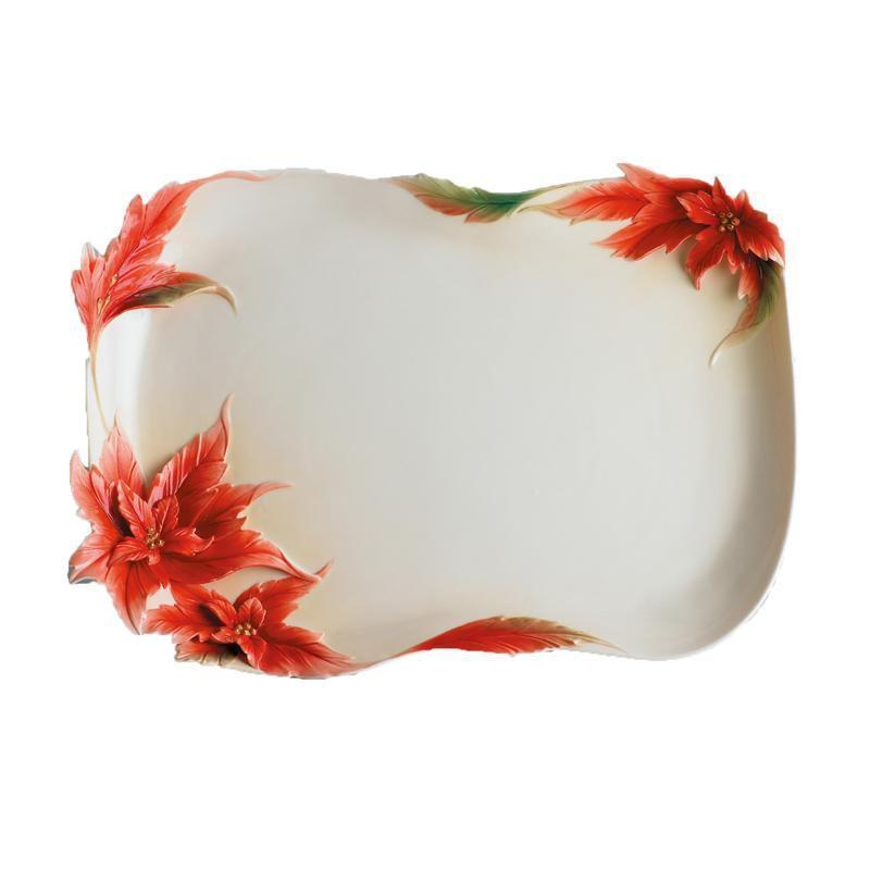 Franz Collection Holiday Classic Poinsettia Tray FZ00965