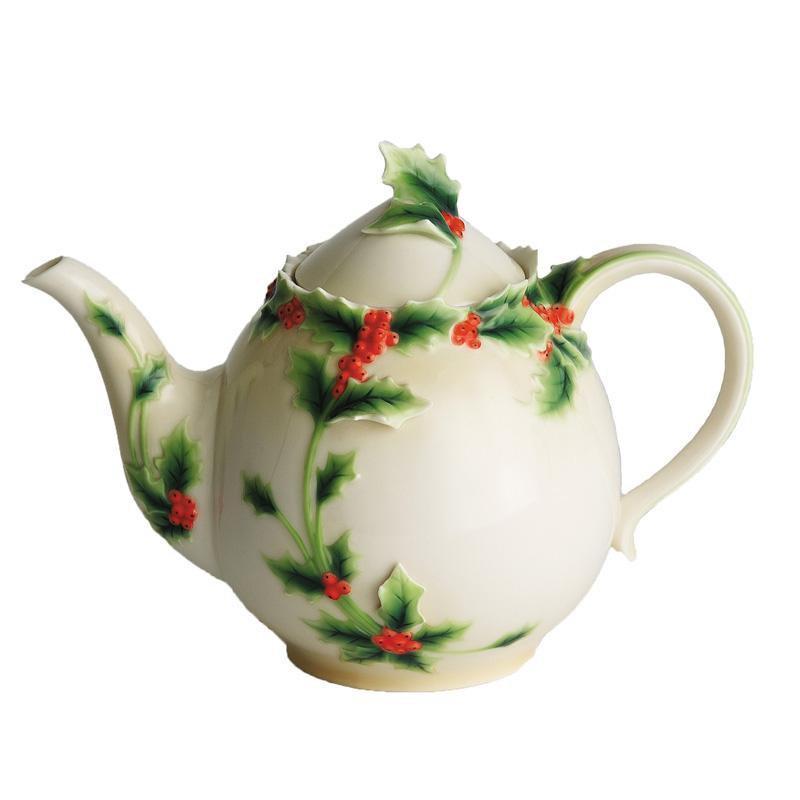 Franz Collection Holly Berries Teapot FZ00398