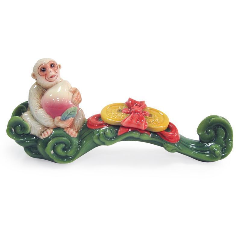 Franz Collection Monkey & Peach Ruyi Figurine FZ03473