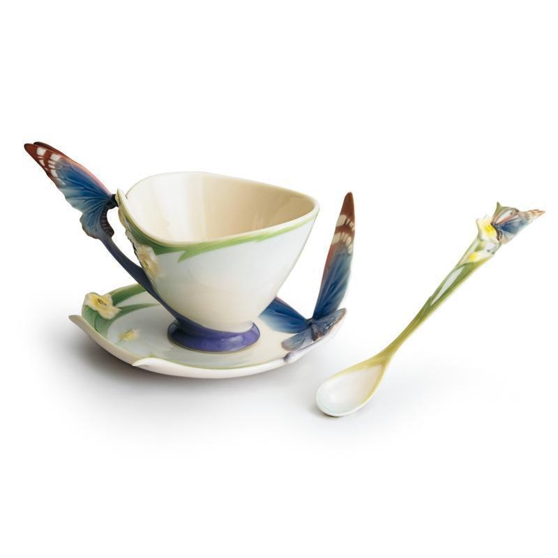 Franz Collection Papillon Butterfly Blue Teacup & Saucer FZ00213