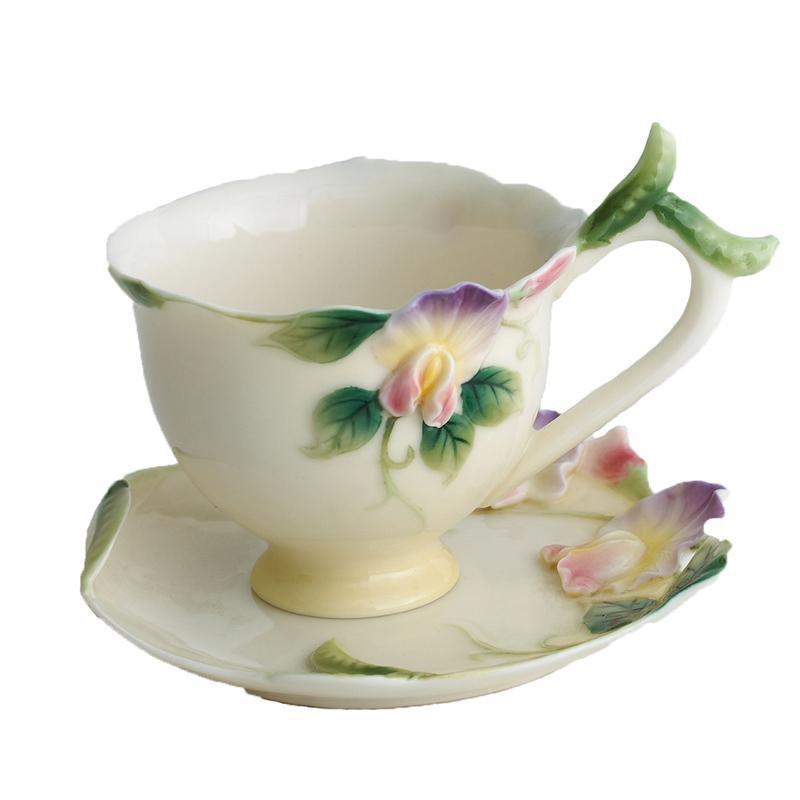 Franz Collection Sweet Pea Cup Saucer & Spoon FZ00421