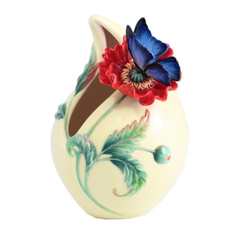 Franz Collection Sweetheart Poppy & Butterfly Small Vase FZ03018