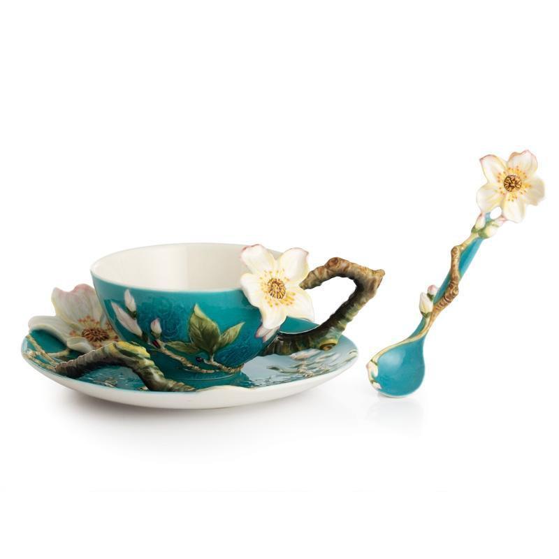 Franz Collection Van Gogh Almond Flower Teacup Saucer & Spoon FZ02452