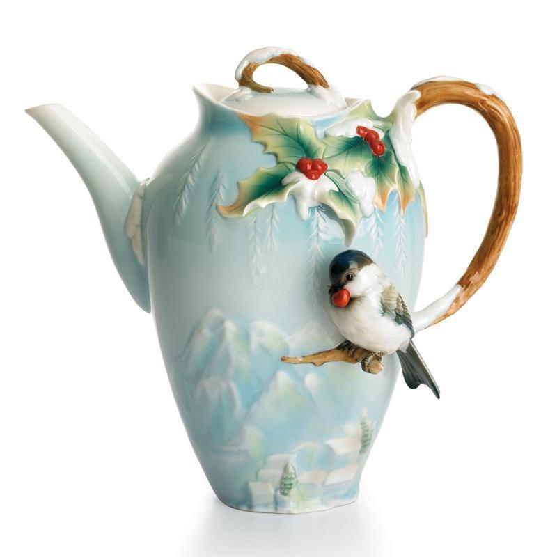 Franz Collection Winter Wonderland Chickadee Teapot FZ01495
