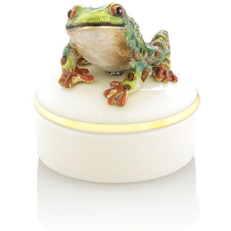 Jay Strongwater Mac Frog Round Porcelain Box SDH7385-280