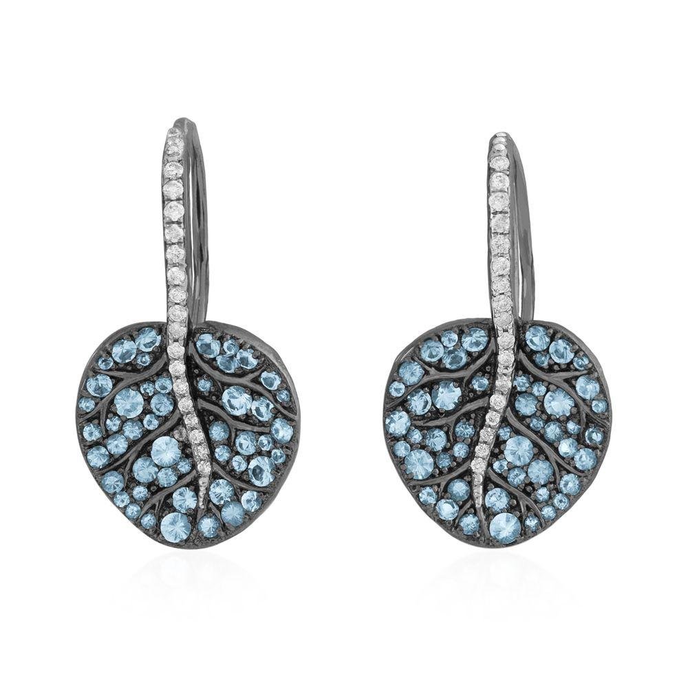 Michael Aram Botanical Leaf Earrings with Blue Topaz and Diamonds 542809870BT