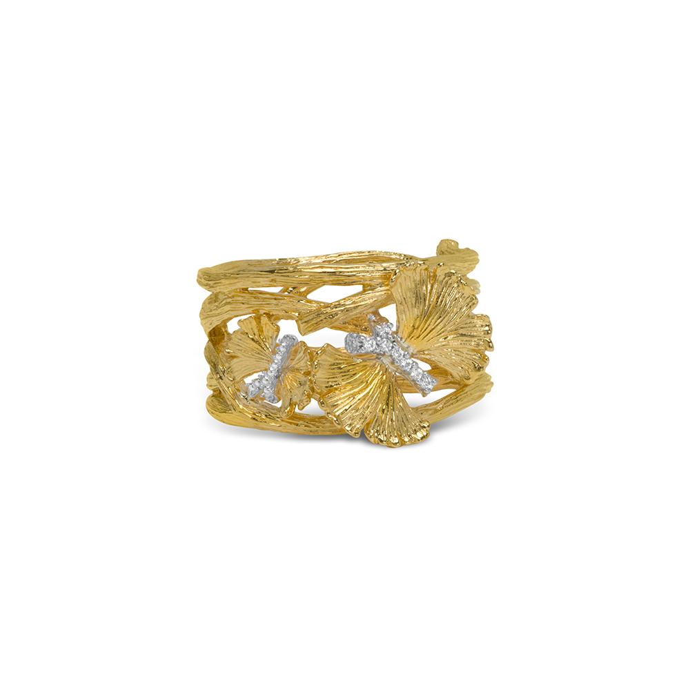 Michael Aram Butterfly Gingko Cuff Ring with Diamonds 6 511809376DI