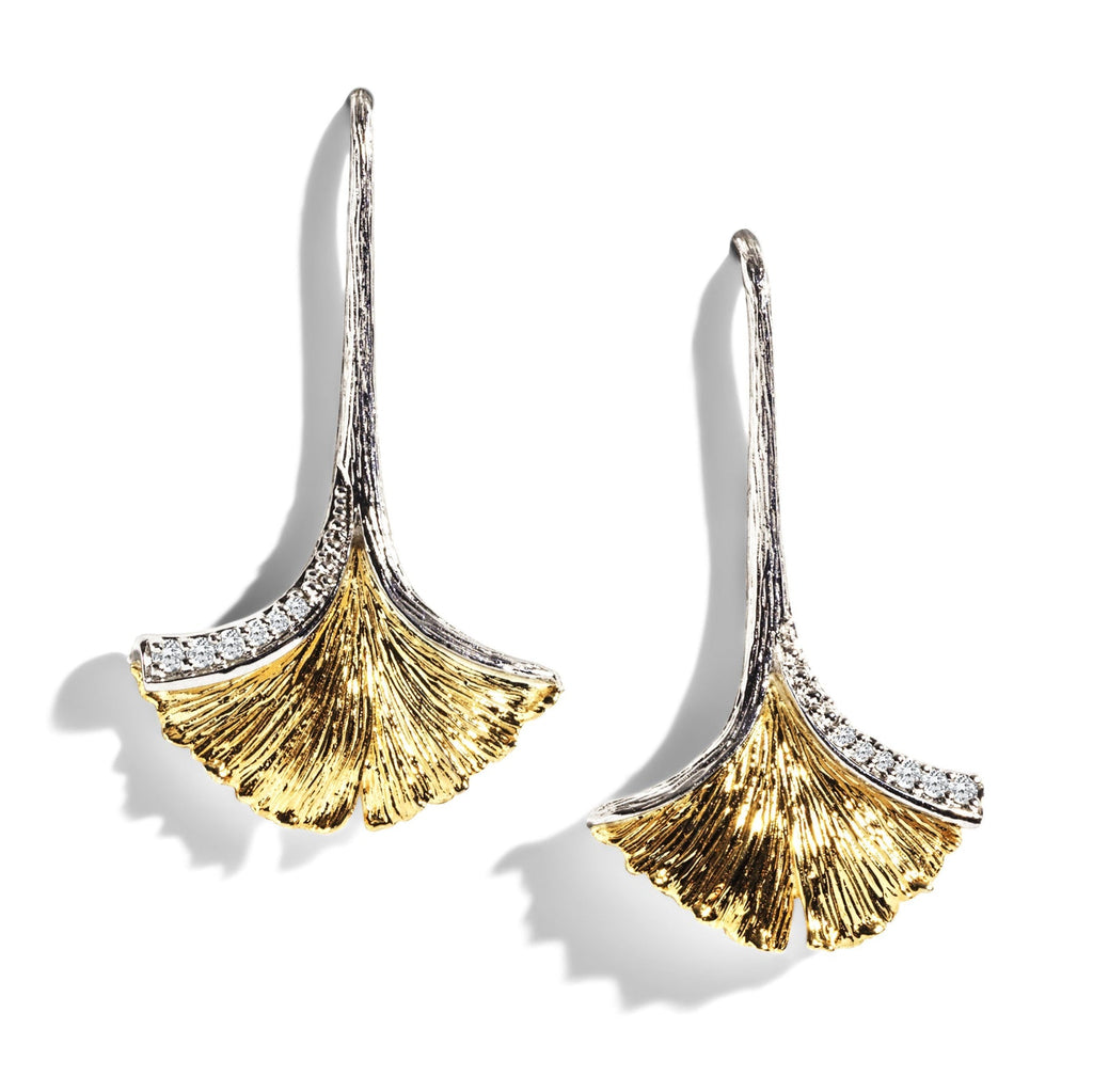 Michael Aram Butterfly Gingko Leaf Drop Earrings with Diamonds 540805240DI