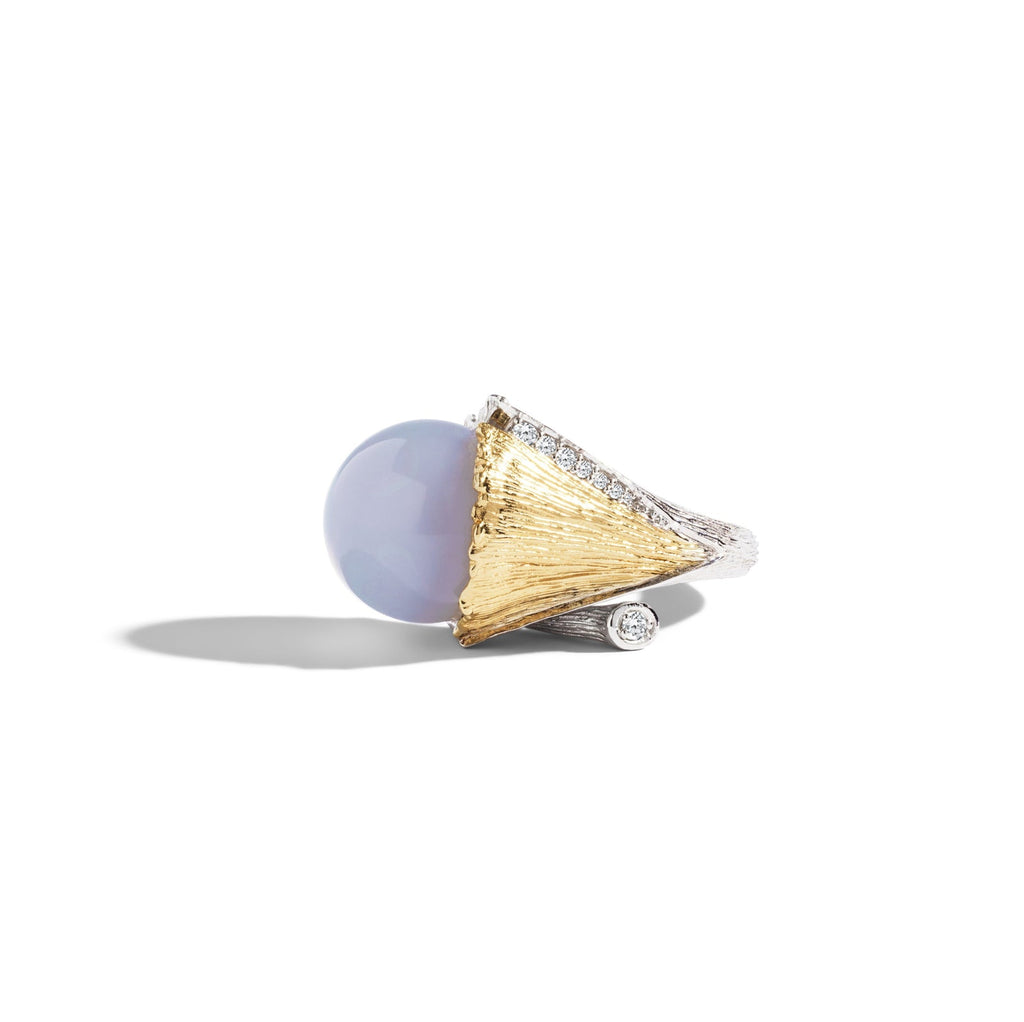 Michael Aram Butterfly Gingko Ring with Chalcedony and Diamonds 6 510805226CH
